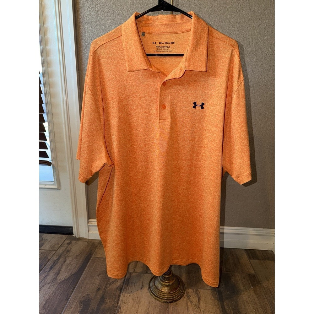 Under Armour Playoff Polo Shirt Men 2XL Orange Golf Loose Fit